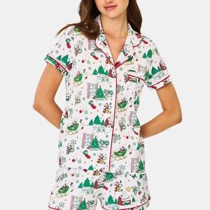 Roller Rabbit Snow Village Polo Pajamas Size MGREEN / M